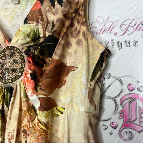 Dress barn tank top fairy cheetah print roses floral whimsical fairy beaded - Picture 7 of 10